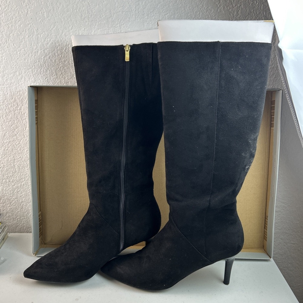 Rockport Total Motion Ariahnna Tall B Knee High Boots Black Faux Suede Size 10